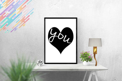 Love You Heart Inspirational Positive Thought Quote Poster Print Wall