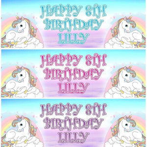 2x Customisable Unicorn On Clouds Birthday Banners Personalised Party Decorations For Girls Fairy-tale Celebrations