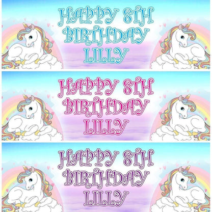 2x Customisable Unicorn On Clouds Birthday Banners Personalised Party Decorations For Girls Fairy-tale Celebrations