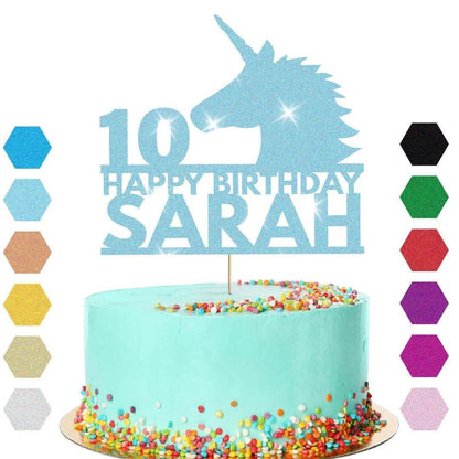 Unicorn Head Cake Topper Personalised Party Birthday Cake Decoration Any Name & Age