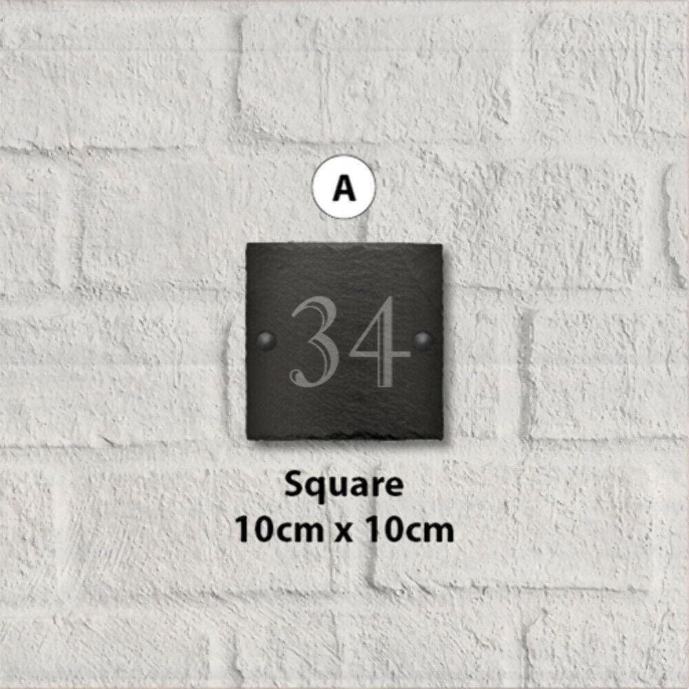 10cm Slate Personalised Door Number House Gate Sign Plaque Plate All Shapes