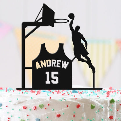 Personalised Name Basketball Birthday Cake Topper Player Vest Acrylic Decoration