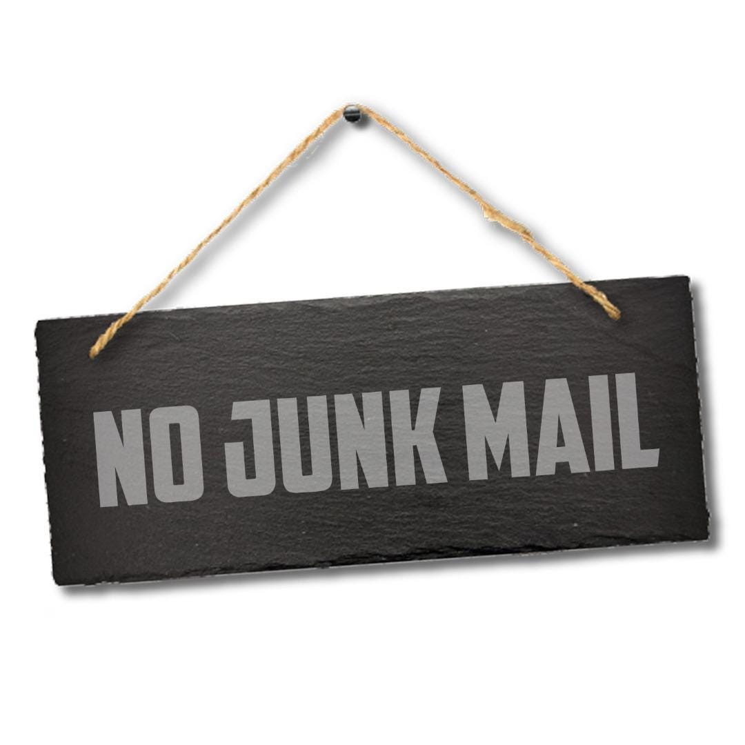 No Junk Mail Laser Engraved Stone Hanging Outdoor Slate Plaque Sign