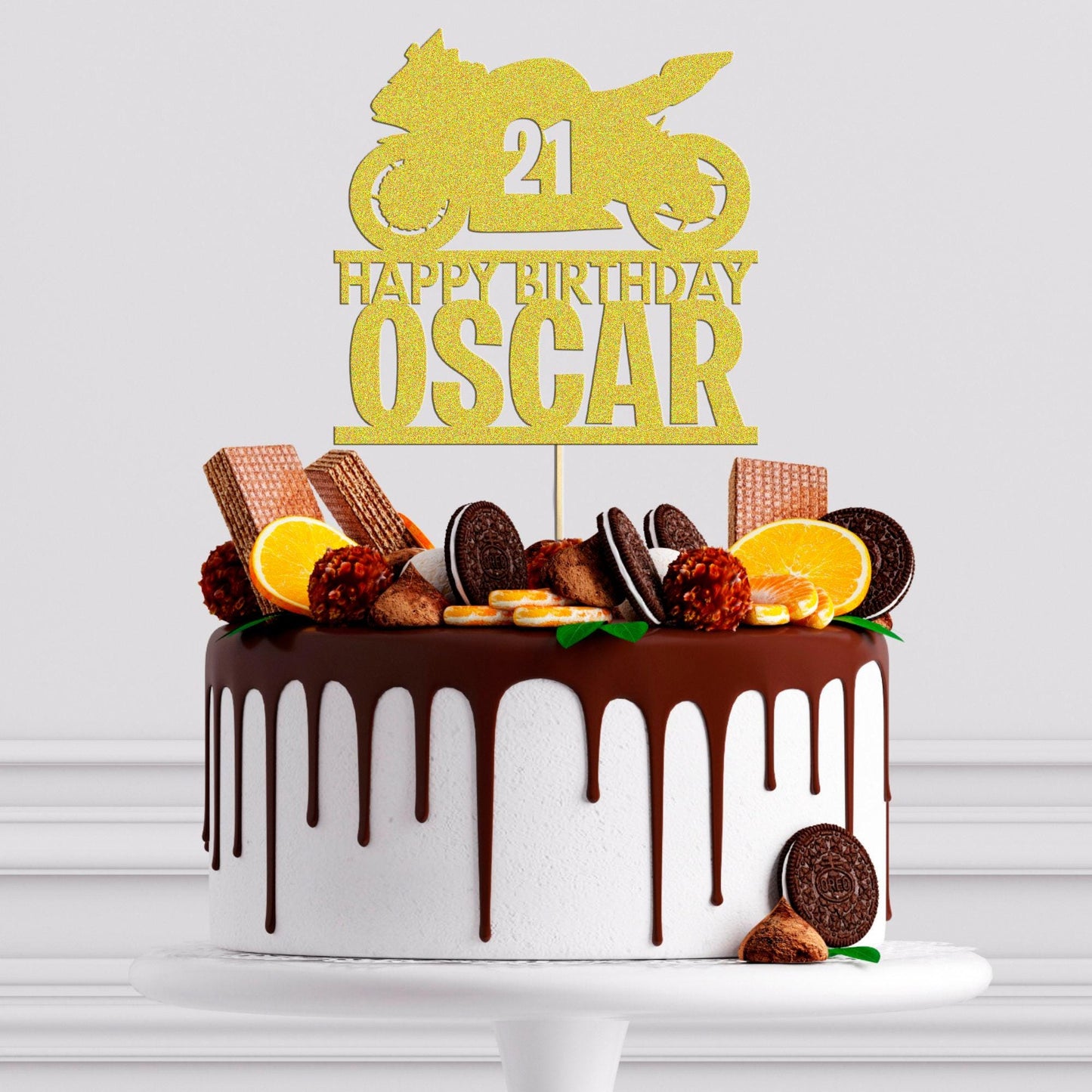 Custom Motorbike Racing Cake Topper Personalised Birthday Delight For Boys! Any Name & Age Included