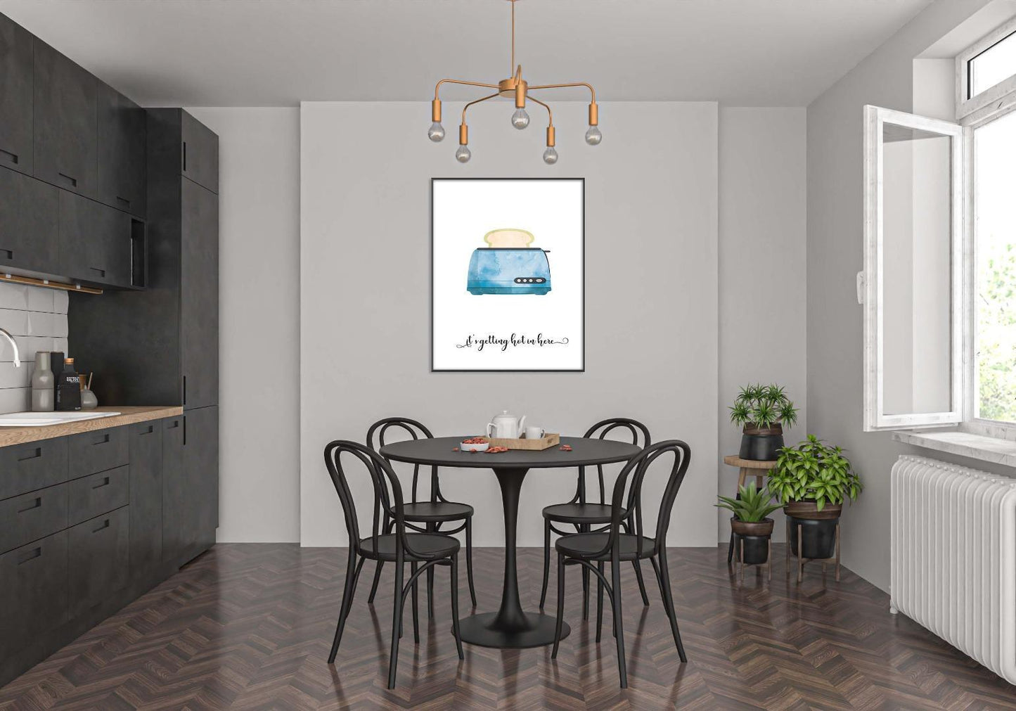 Kitchen Getting Hot Minimalist Funny Wall Art Home Dining Decor Print Poster