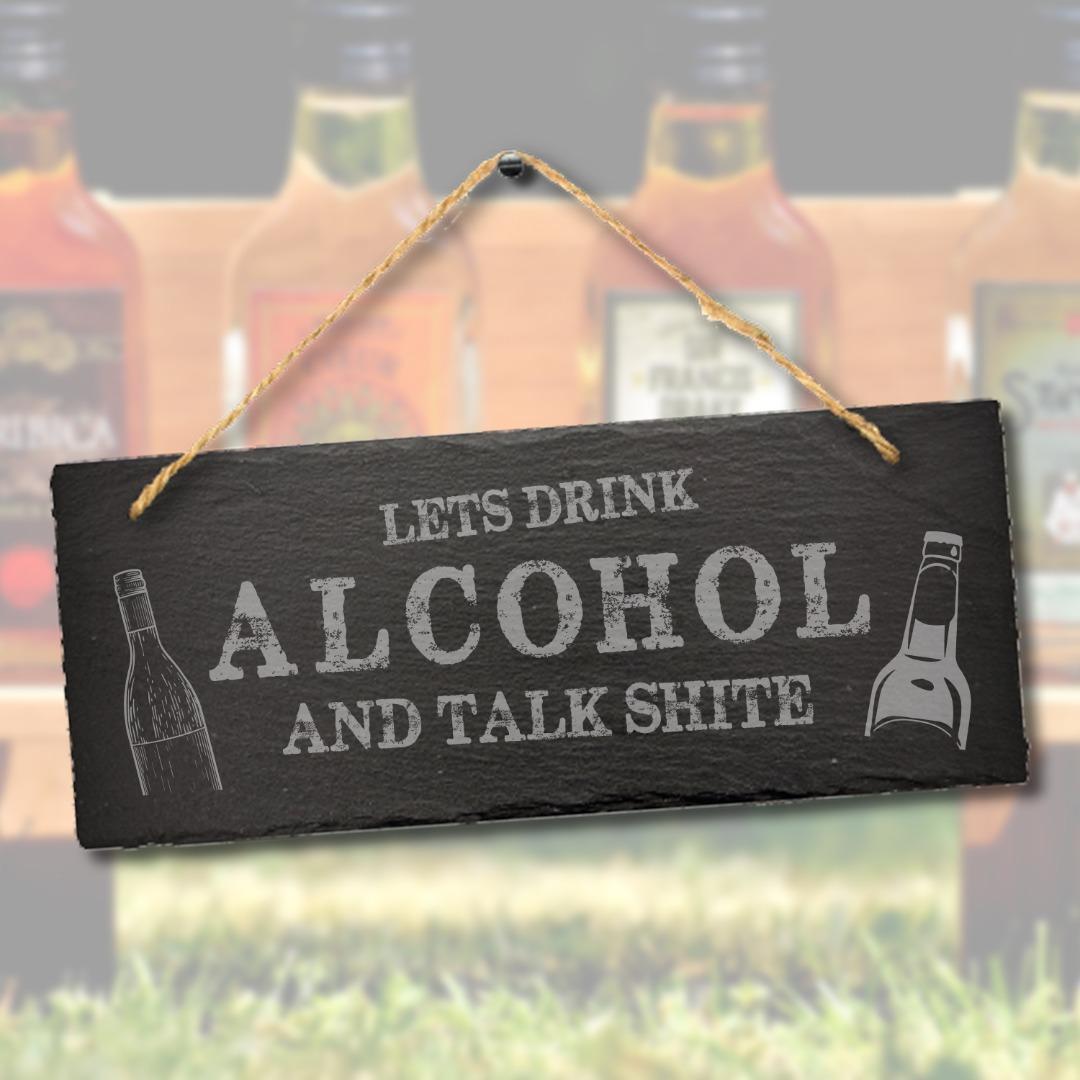 Drink Alcohol Hanging Engraved Slate Sign Funny Plaque Beer Drinking Gift Drunk