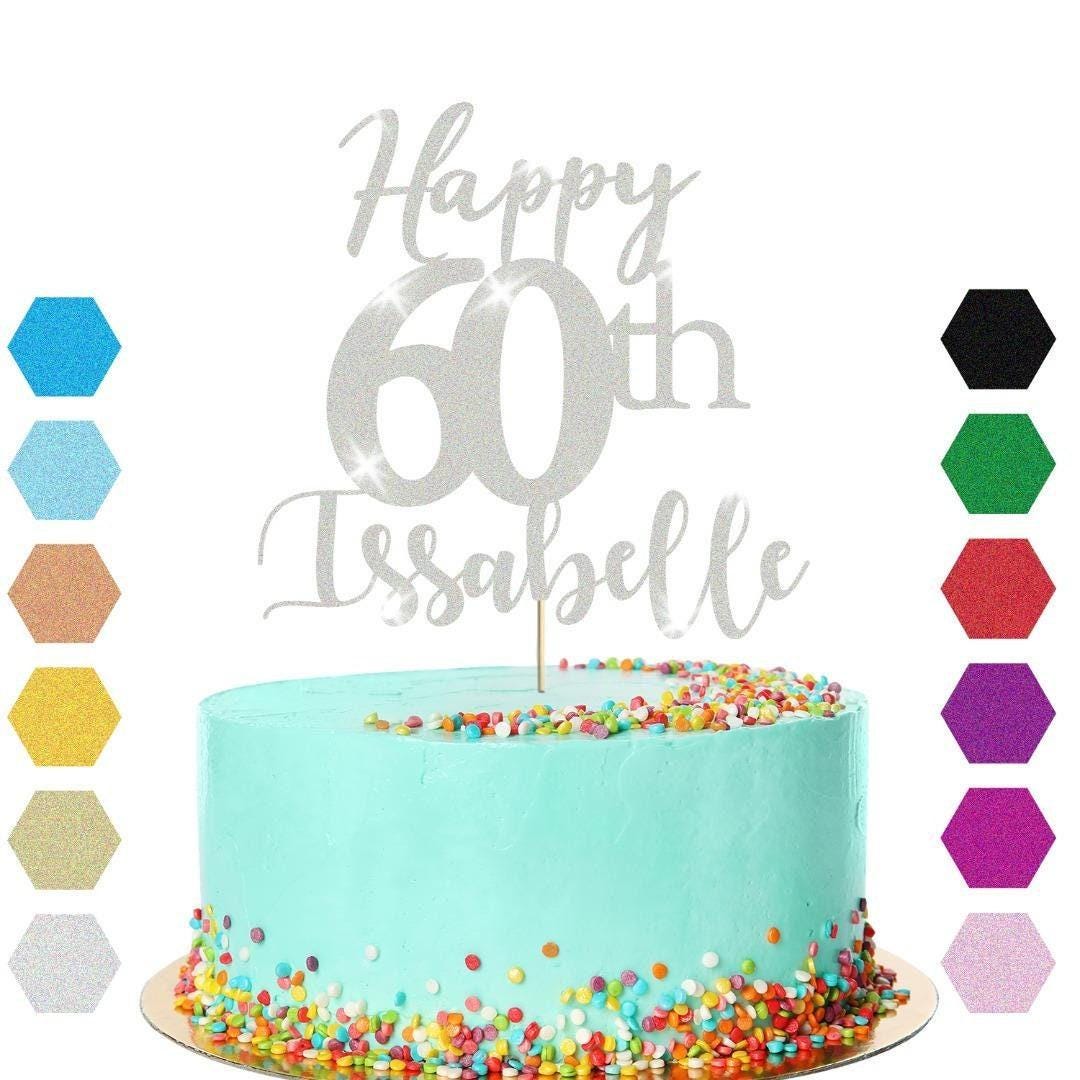 Personalised Name 60th Birthday Glitter Cake Topper Party Cake Decoration Gift