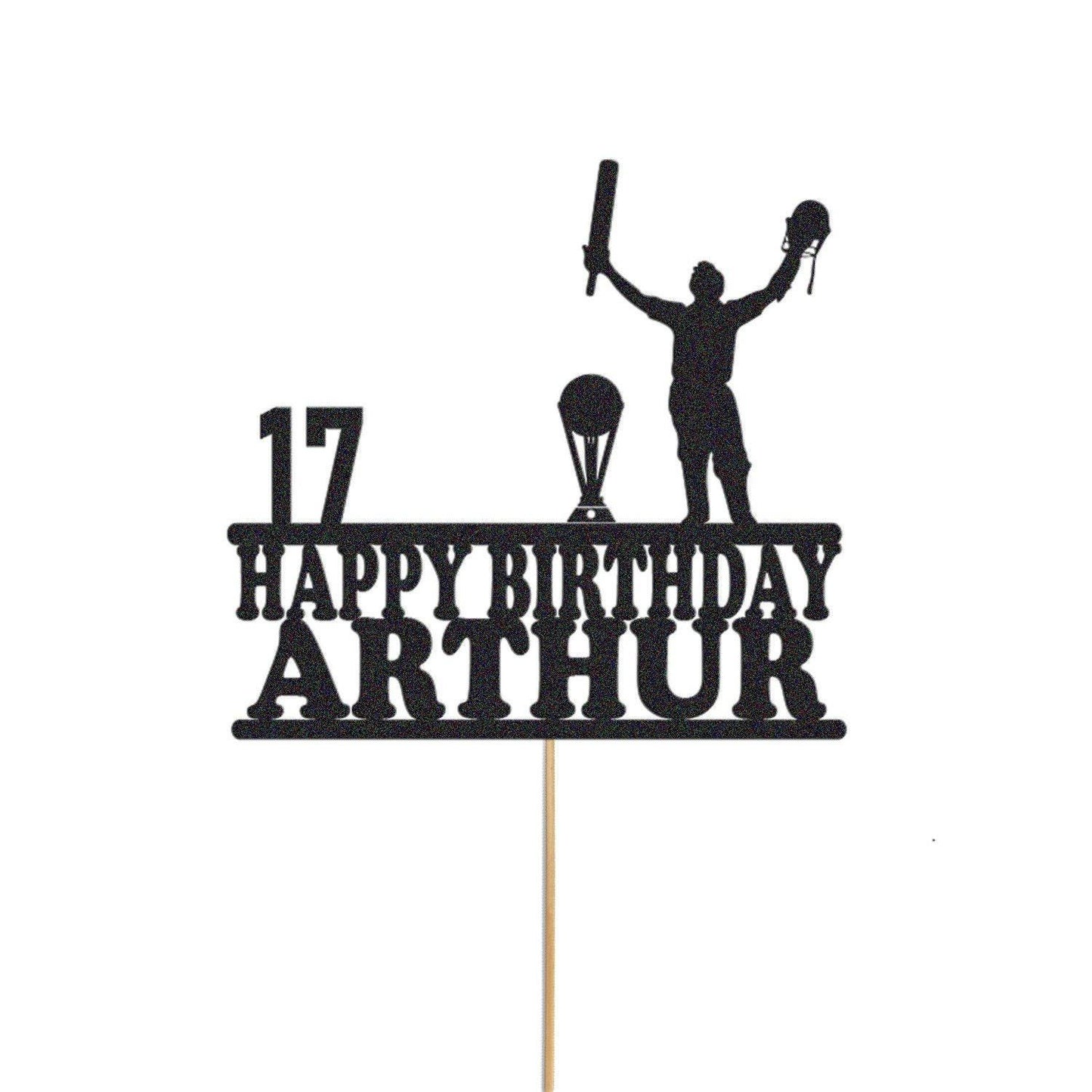 Personalised Cricket Birthday Cake Topper: Glitter Celebration Decor