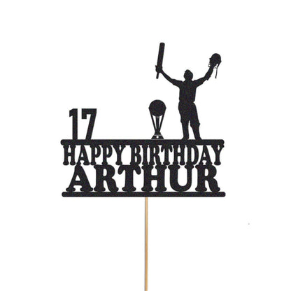 Personalised Cricket Birthday Cake Topper: Glitter Celebration Decor