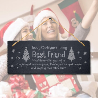 Happy Christmas To Best Friend Hanging Slate Friendship Day Gift Art Plaque Sign