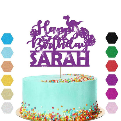 Custom Dinosaur Glitter Cake Topper Jurassic Dino Birthday Party Cake Decoration