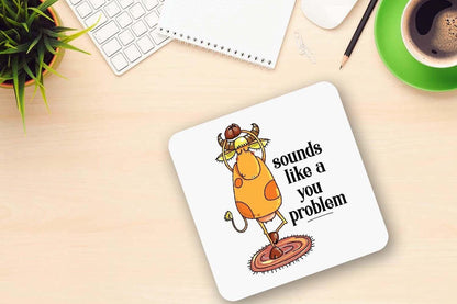 Funny Cow Coffee Mug & Coaster Set, Joke Cup, Office Gift