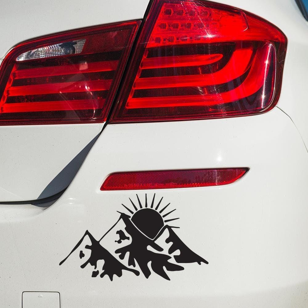 Sun Behind Mountains Hiking Window Sticker Artistic Fun Vinyl Decal