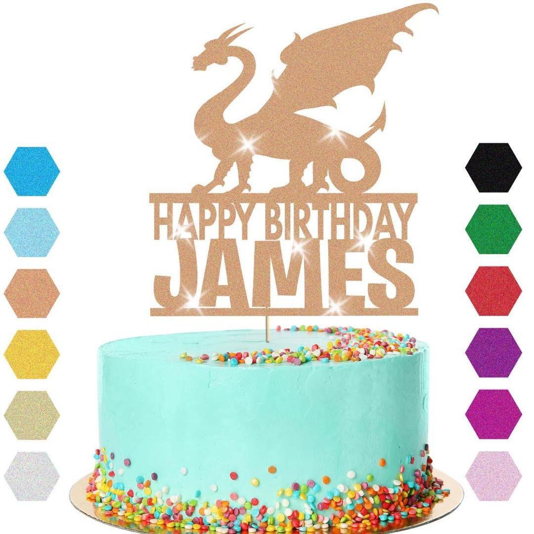 Dragon Fantasy Cake Topper Personalised  Boys Birthday Decoration Any Name