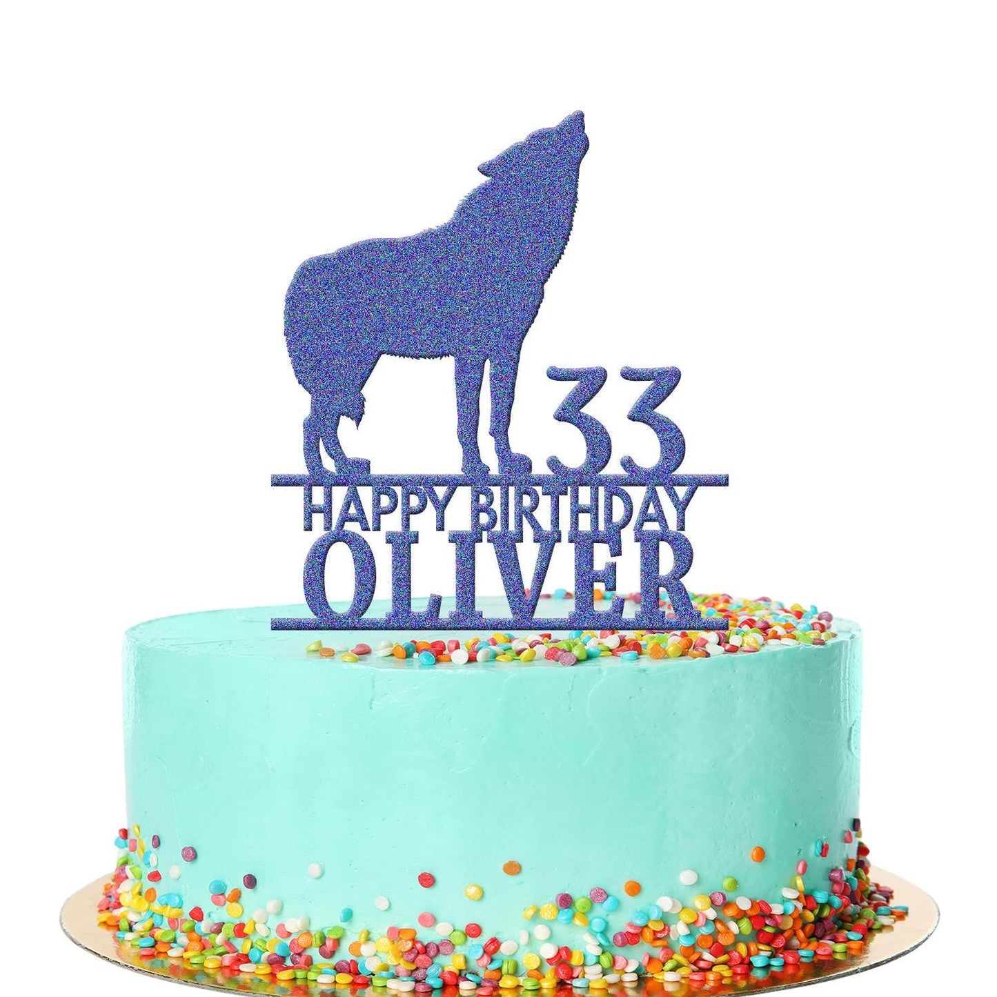 Personalised Acrylic Dog Wolf Pet Lovers Boys Birthday Cake Topper Decoration