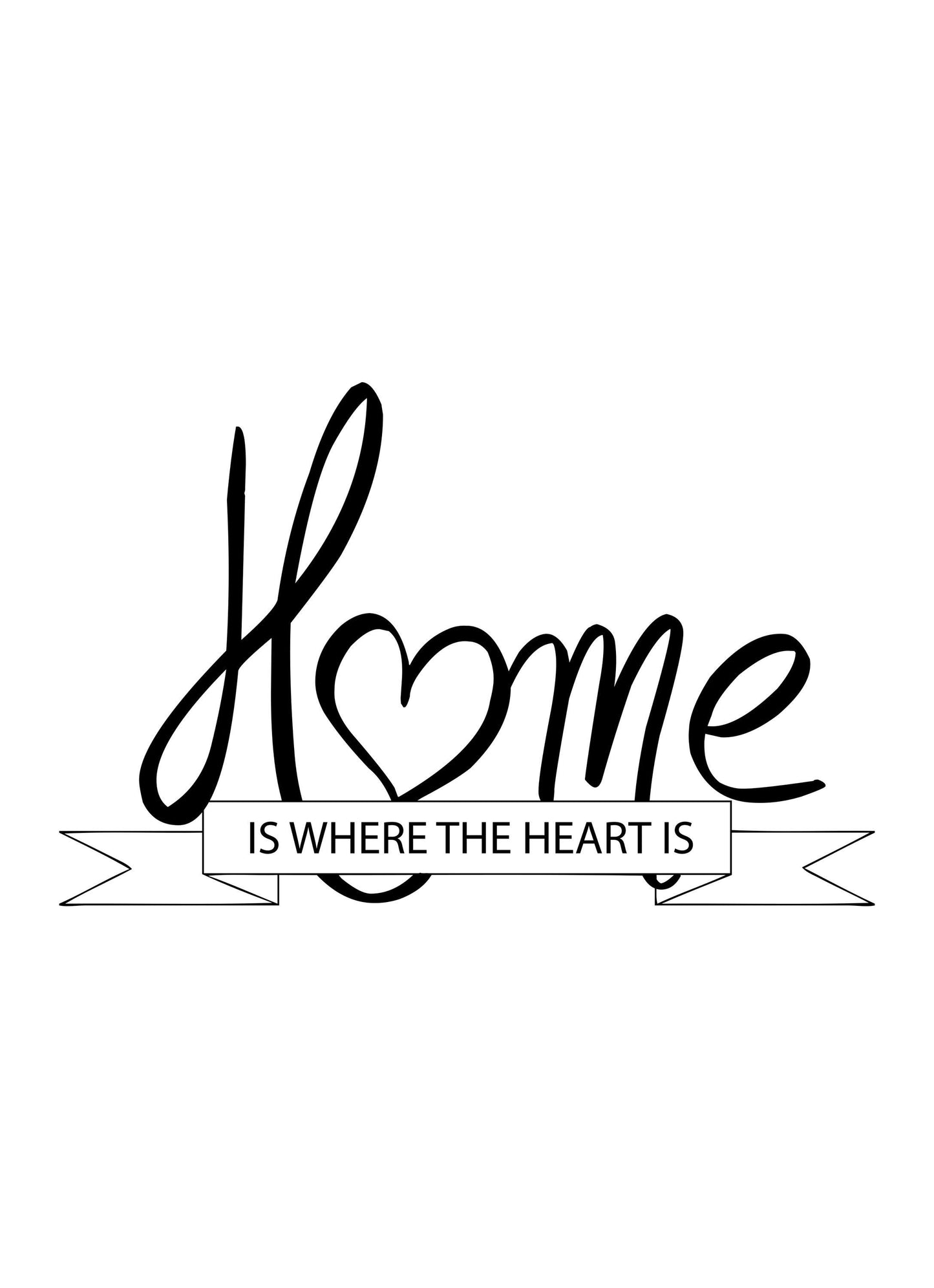 Home Is Where Heart Is Inspirational Positive Thought Quote Art Poster Print