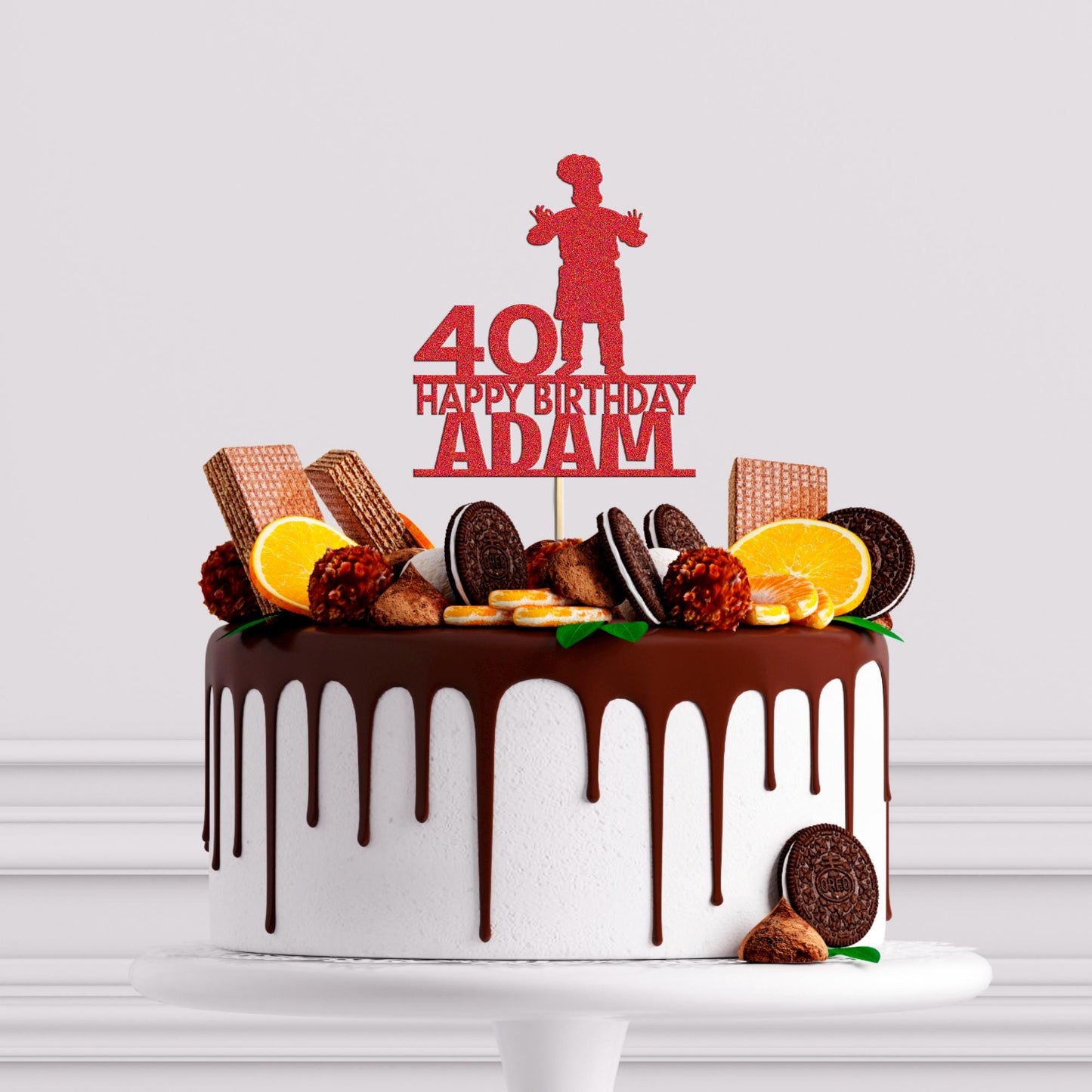 Custom Chef Glitter Cake Topper: Personalised Birthday Party Decor