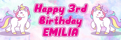 2 Personalised Twin Unicorn Birthday Party Celebration Banner Decoration Posters