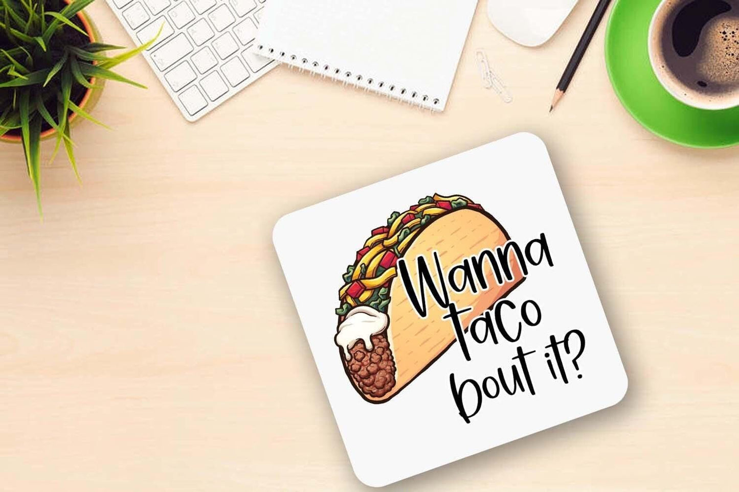 Novelty Food Mug And Coaster Gift Set Wanna Taco Bout It Mexican Cuisine Gifts