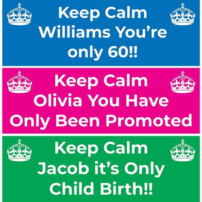 2 Personalised Keep Calm Party Celebration Bunting Banners Decoration Posters