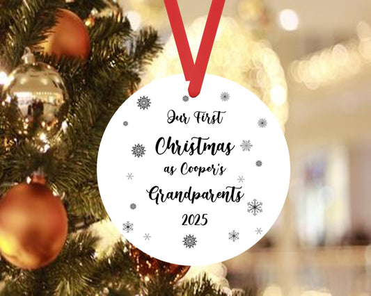First Christmas As Grandparents Bauble Xmas Personalised Ceramic Ornament Gift