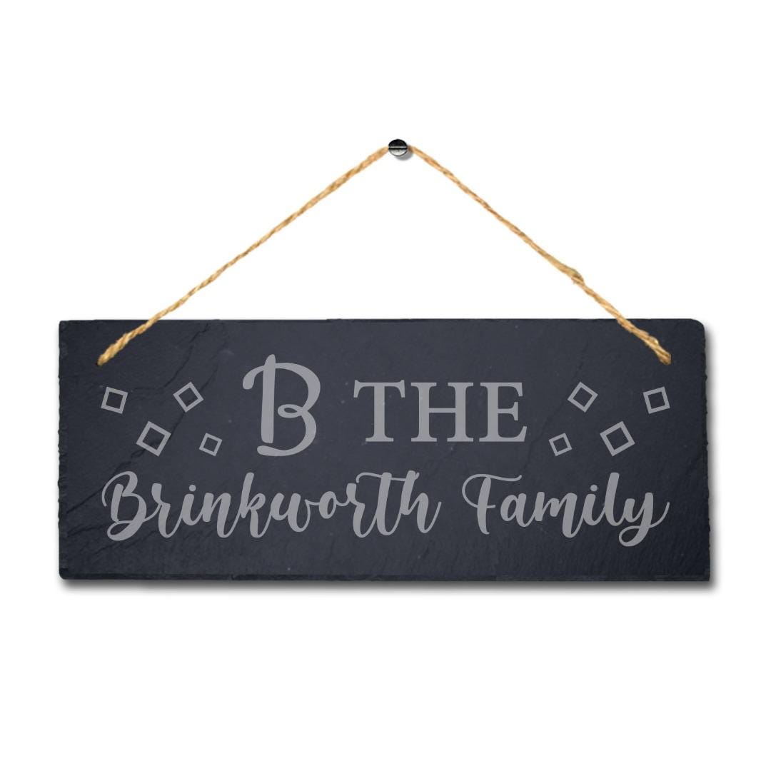The Brinkworh Family Laser Engraved Wall Hanging Slate Home Door Plaque Sign