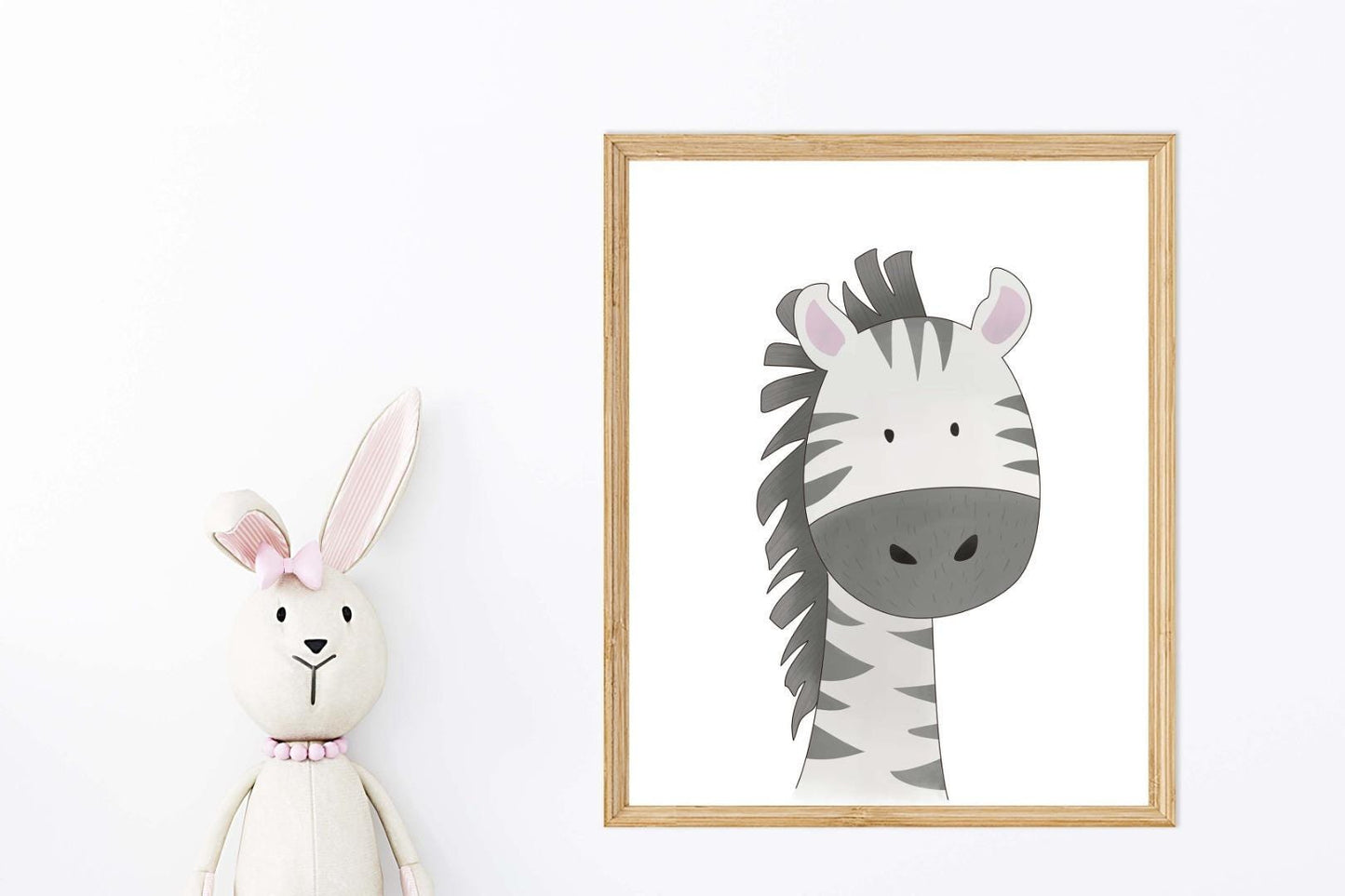 Cute Zebra Kids Bedroom Watercolour Hand Painted Effect Nursery Wall Art Poster