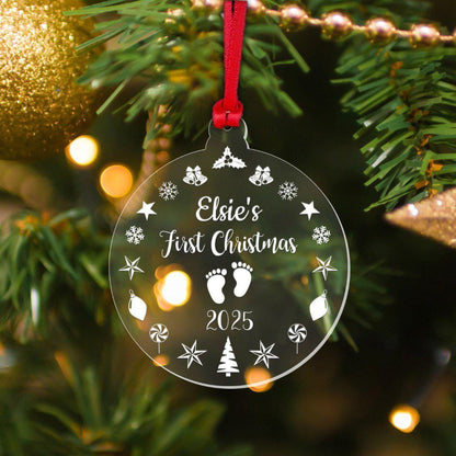Personalised Babys First Christmas Bauble 1st Xmas Hanging Tree Decoration Gift