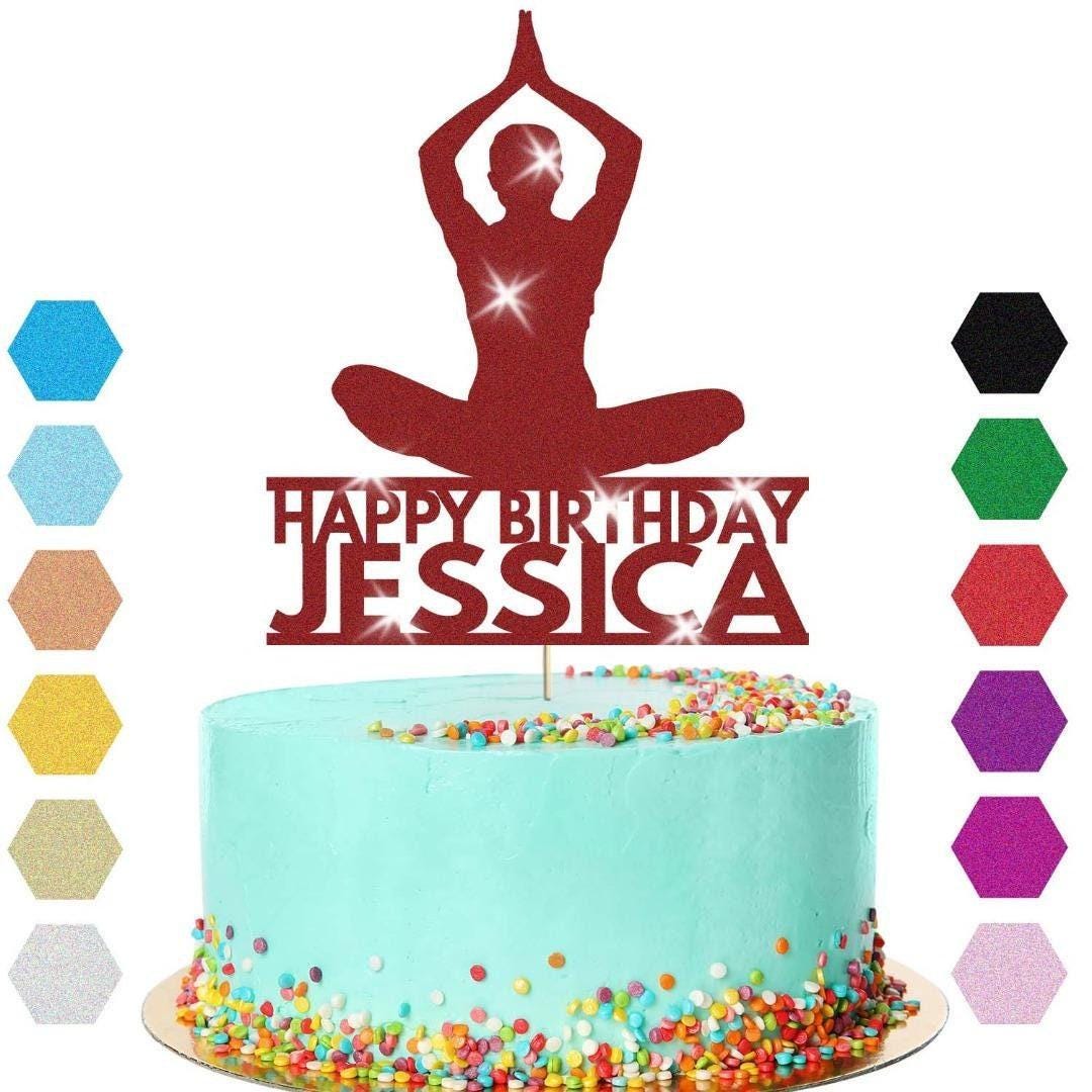 Yoga Cake Topper Personalised Girl Woman Birthday Cake Decoration Any Name & Age