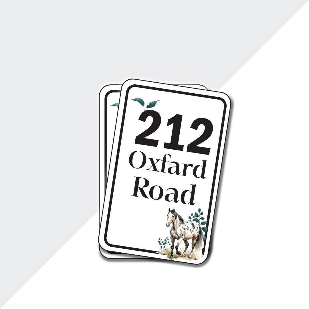 Personalised Horse Wheelie Bin Sticker: Custom Street Name & Number