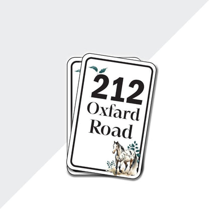 Personalised Horse Wheelie Bin Sticker: Custom Street Name & Number