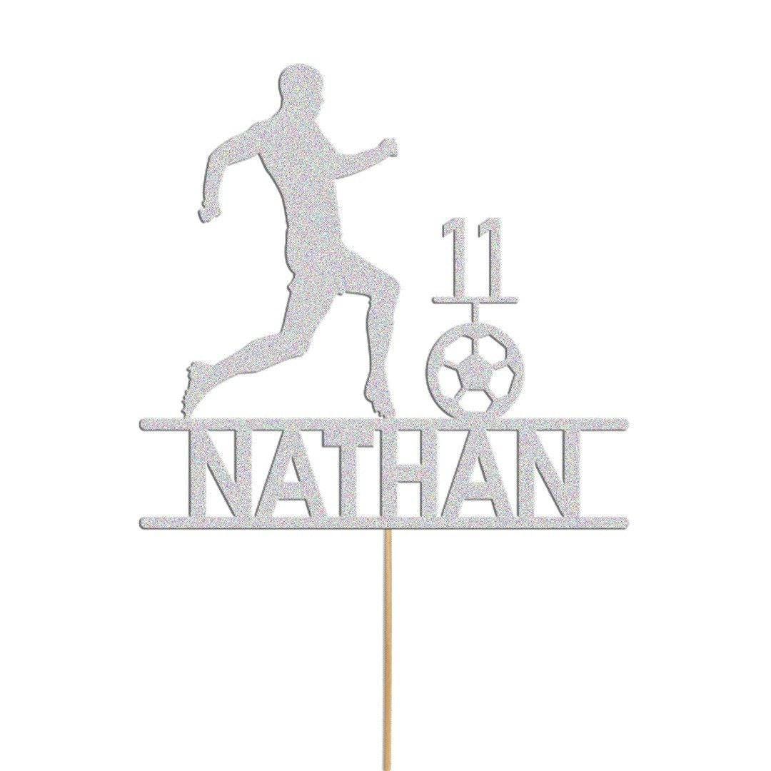 Personalised Football Cake Topper Footballer Birthday Decoration Any Name & Age