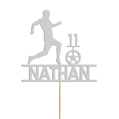 Personalised Football Cake Topper Footballer Birthday Decoration Any Name & Age