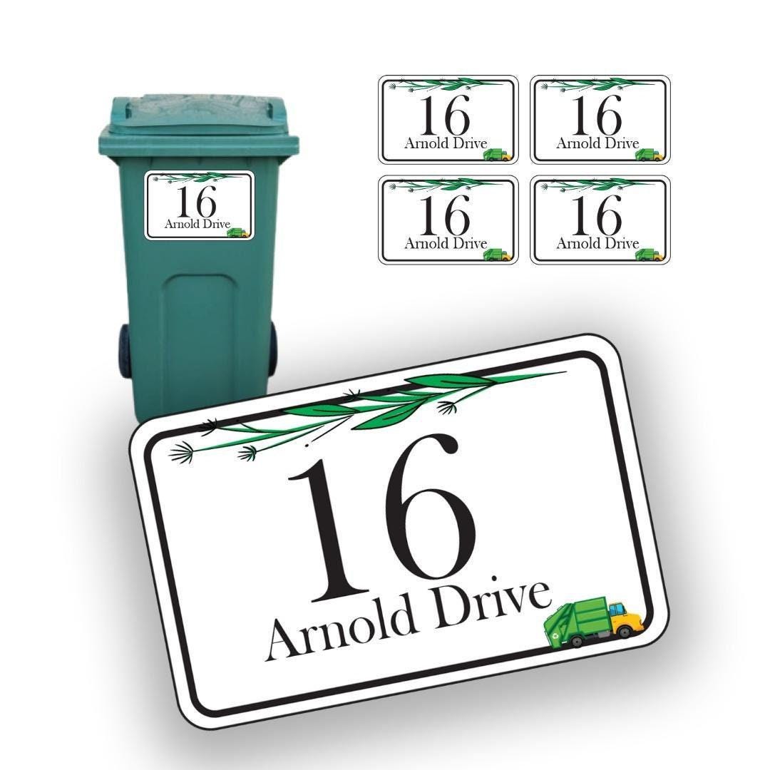 Personalised Wheelie Bin Road Dustbin Stickers Custom Name Number Waterproof Vinyl Sticker