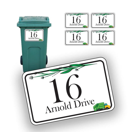 Personalised Wheelie Bin Road Dustbin Stickers Custom Name Number Waterproof Vinyl Sticker