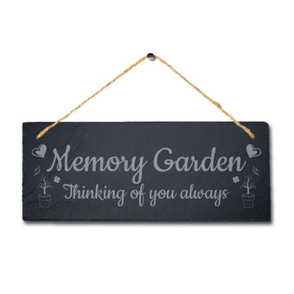 Memory Garden Thinking Of You Laser Engraved Hanging Slate Garden Plaque Sign