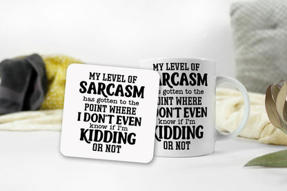 Funny Mug And Coaster Gift Set My Level Of Sarcasm Office Coffee Cup Gifts