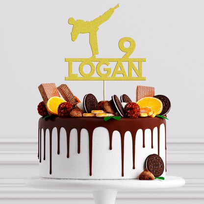 Personalised Glitter Karate Cake Topper: Martial Arts Birthday Decoration