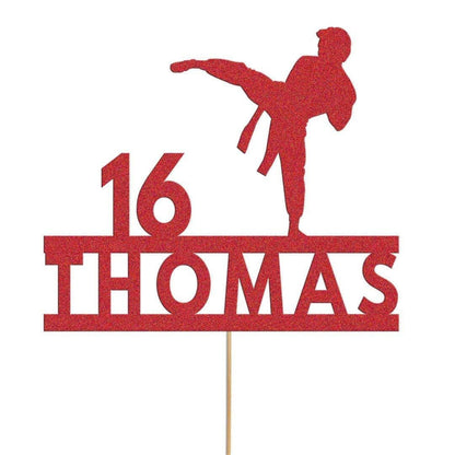 Personalised Karate Cake Topper Custom Judo Mma Fighting Cake Decoration, Any Name And Age