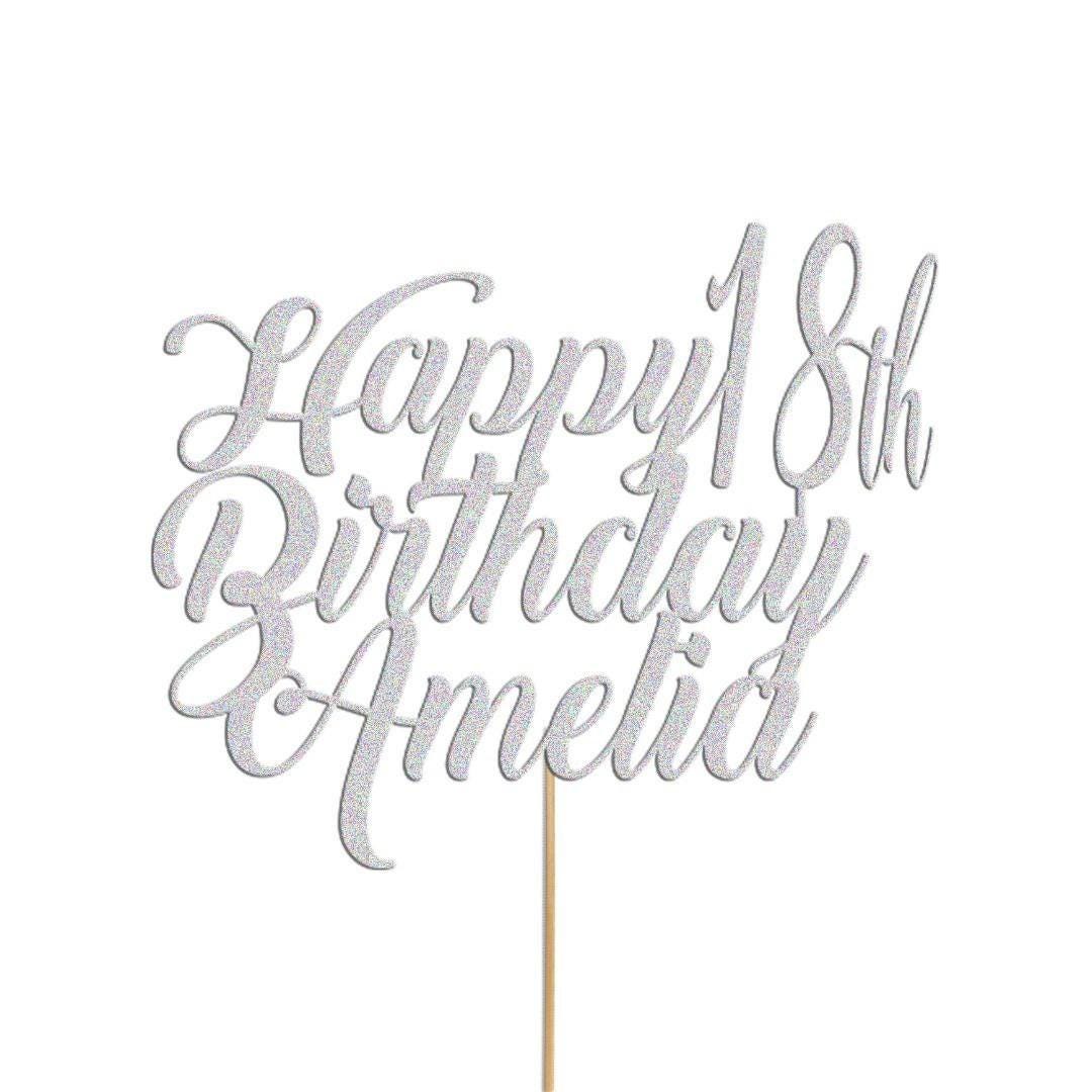 Personalised Cake Topper Any Custom & Text Birthday Wedding Glitter Decoration