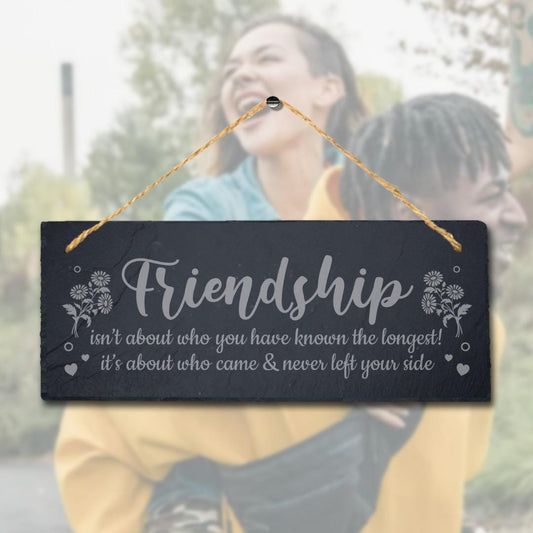 Engraved Friendship Slate Plaque with Jute Rope