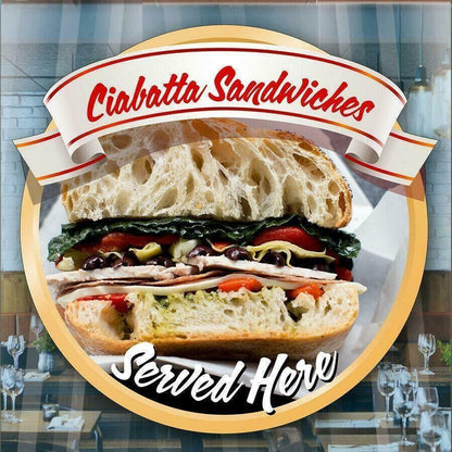 Ciabatta Sandwich Catering Window Cafe Shop Restaurant Sticker Sign Pos Decal