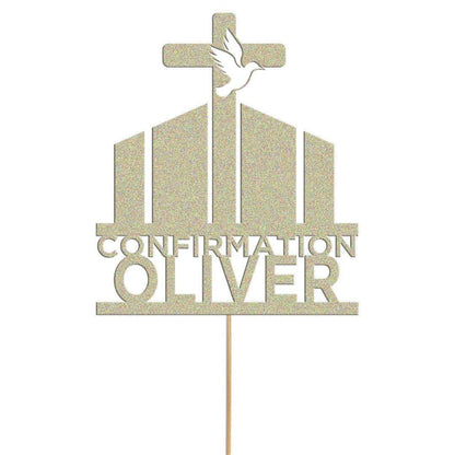 Personalised Glitter Confirmation Cake Topper: Christian Cross Decor