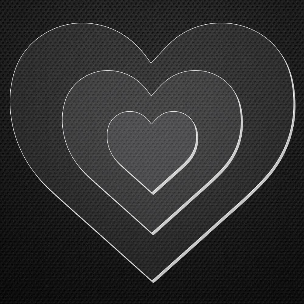 2 Acrylic Heart Shape Ganaching Plates Clear Ganache Cake Decorating Board Various Sizes