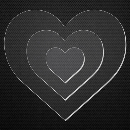 2 Acrylic Heart Shape Ganaching Plates Clear Ganache Cake Decorating Board Various Sizes