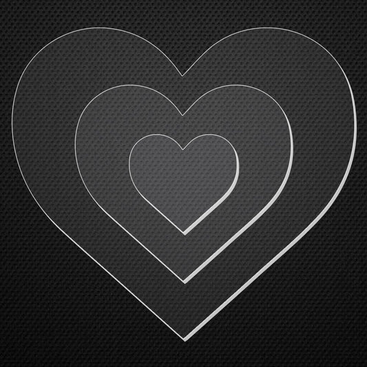 2 Acrylic Heart Shape Ganaching Plates Clear Ganache Cake Decorating Board Various Sizes