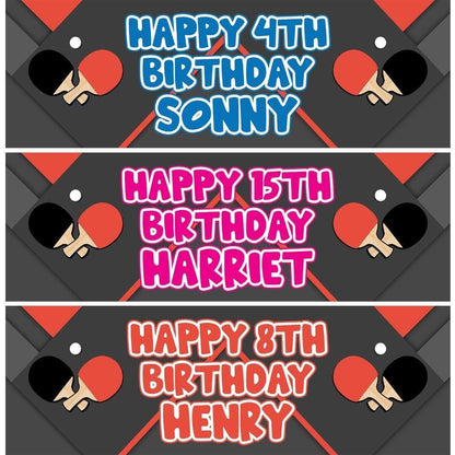 Personalised Ping Pong Birthday Banner: Gamer Party Decoration (Set of 2)