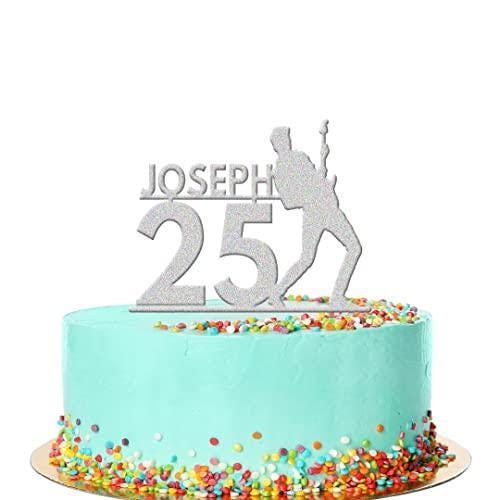 Personalised Guitar Birthday Cake Topper Guitarist Musician Acrylic Decoration