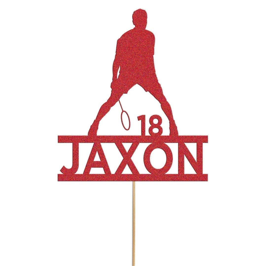 Personalised Badminton Cake Topper: Glitter Decoration With Custom  name & age