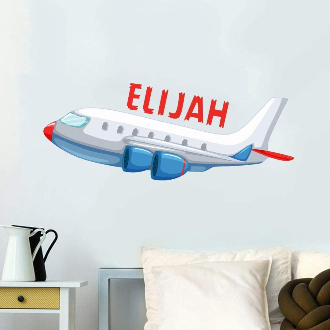 Personalised Airplane Wall Sticker Name Air Bus Decal Vinyl Boys Girls Kids Nursery Bedroom